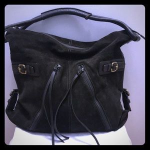 CLUB MONACO Green suede leather hobo shoulder bag